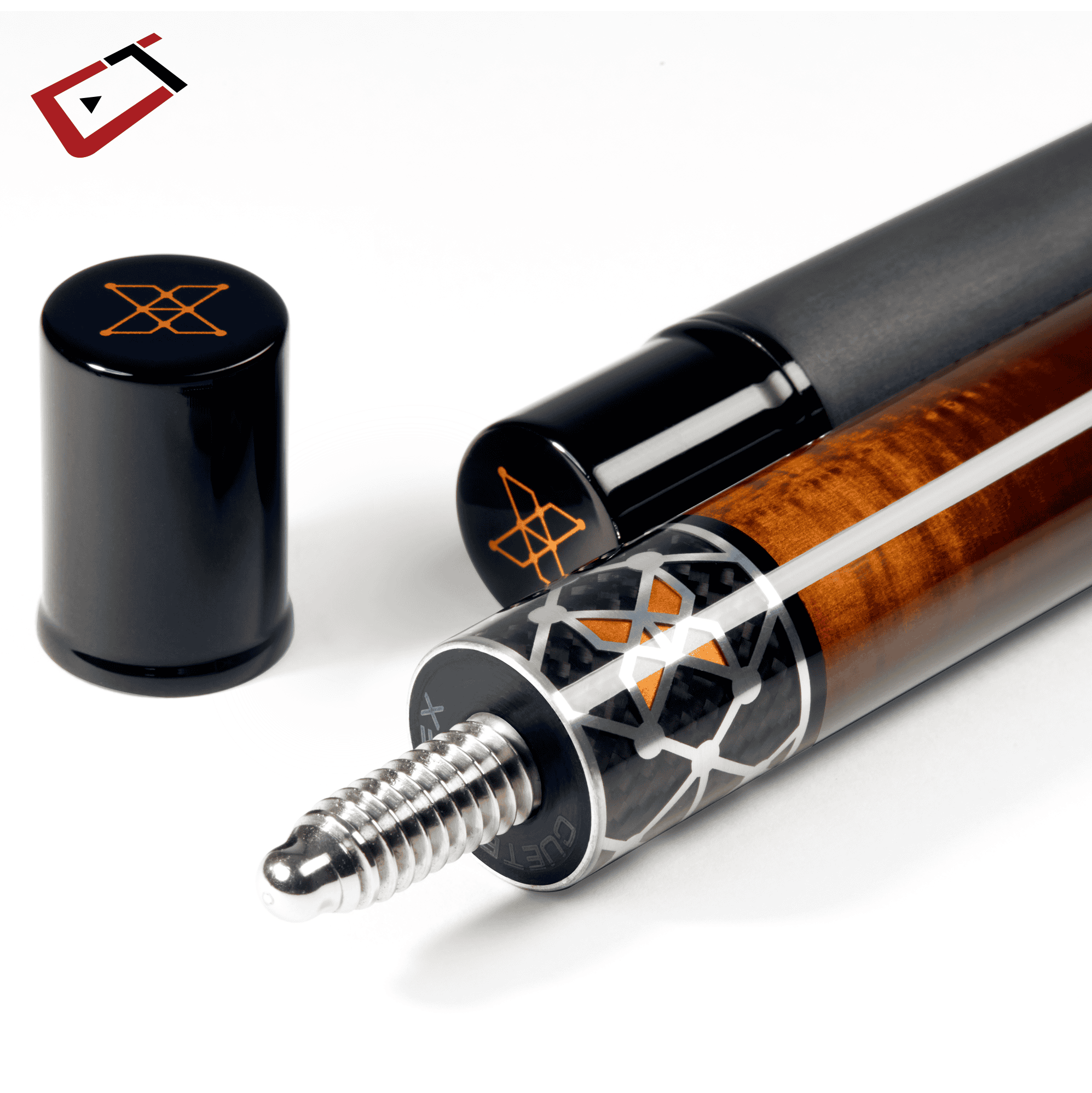 BAGUETTE DE BILLARD CUETEC CYNERGY MARRON ET ARGENT X AMBRE AVEC WRAP EN POLYMÈRE PERFORÉ 12.5MM 19OZ