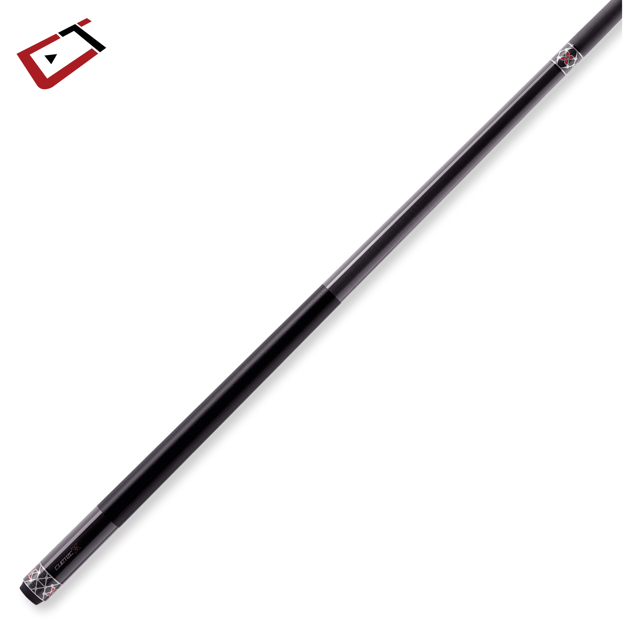 BAGUETTE DE BILLARD CUETEC CYNERGY NOIRE ET ARGENT X RAW AVEC WRAP EN POLYMÈRE PERFORÉ 12.5 MM 19 OZ