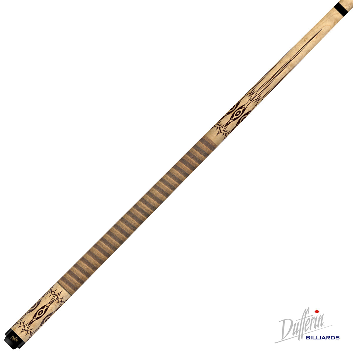 BAGUETTE DE BILLARD DUFFERIN REBEL LASER ETCH SERIES D580 - POIGNÉE EN CUIR BICOLORE