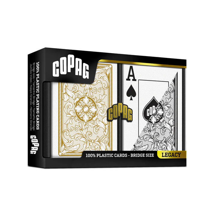 COPAG JEU DE CARTES BRIDGE EN PLASTIQUE MODÈLE LEGACY JUMBO NOIR ET OR