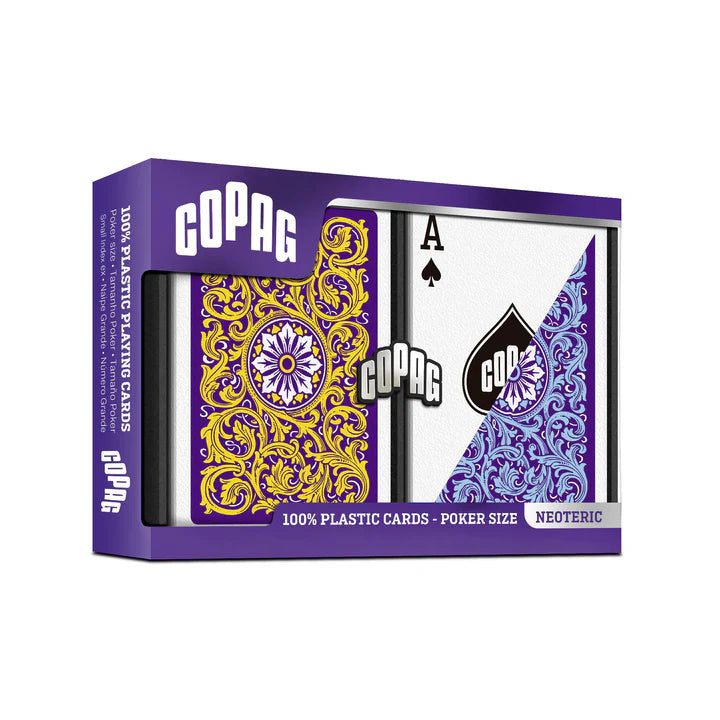 COPAG JEU DE CARTES POKER EN PLASTIQUE NEOTERIC - DOUBLE ENSEMBLE 1546 REGULAR VIOLET ET BLEU ET JAUNE