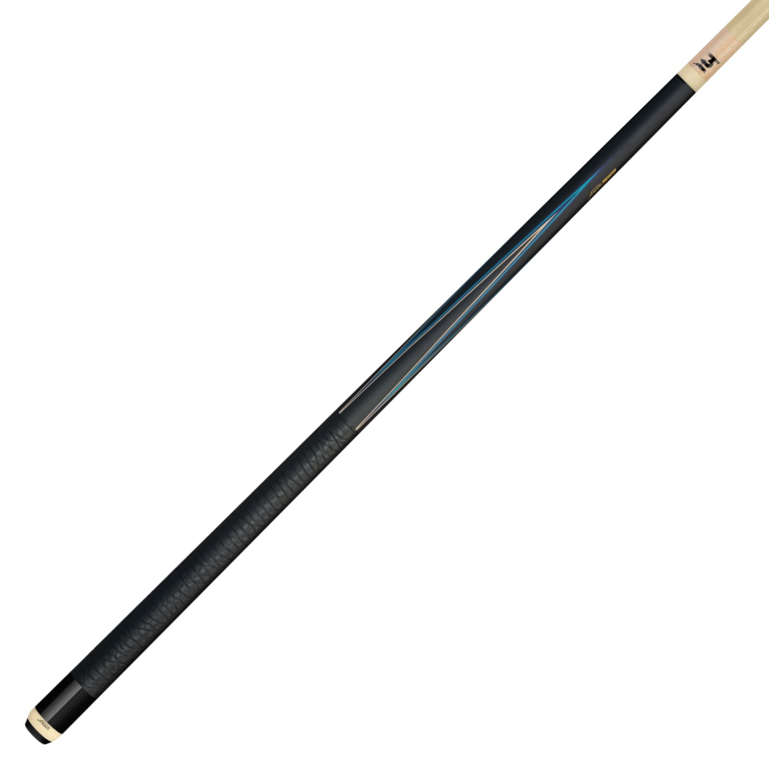 BAGUETTE DE BILLARD PREDATOR SNEAKY PETE 4 POINTES - NOIR ET BLEU - POIGNÉE EN CUIR AVEC MOTIF D'ÉLÉPHANT (FLÈCHE NON INCLUSE)