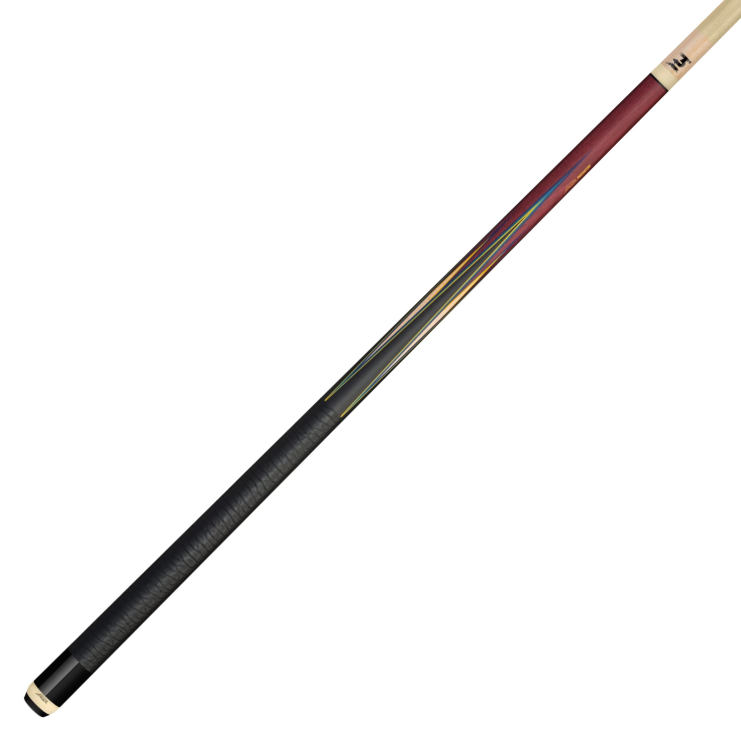 BAGUETTE DE BILLARD SNEAKY PETE 8 POINTES - VIOLET - WRAP EN CUIR AVEC MOTIFS D'ÉLÉPHANTS (FLÈCHE NON INCLUSE)