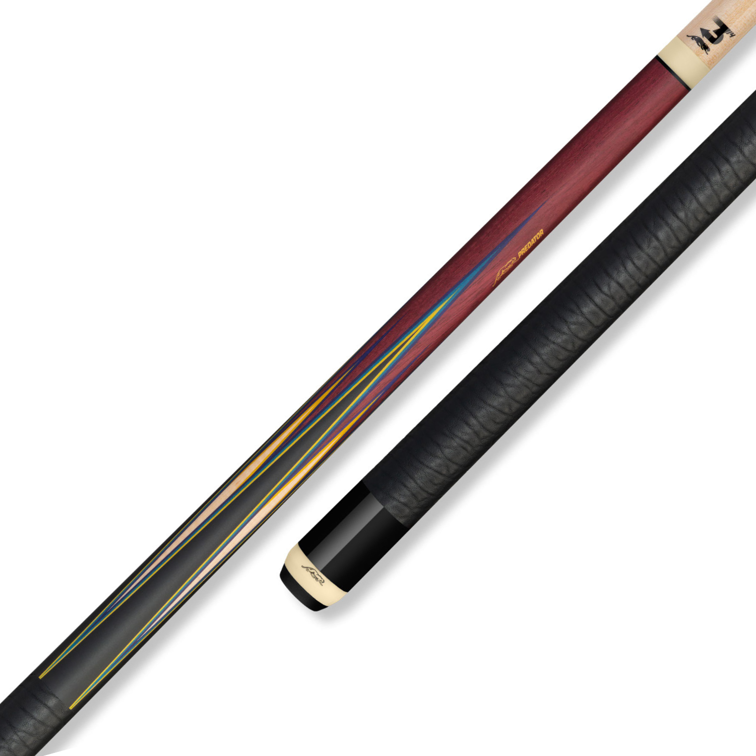 BAGUETTE DE BILLARD SNEAKY PETE 8 POINTES - VIOLET - WRAP EN CUIR AVEC MOTIFS D'ÉLÉPHANTS (FLÈCHE NON INCLUSE)