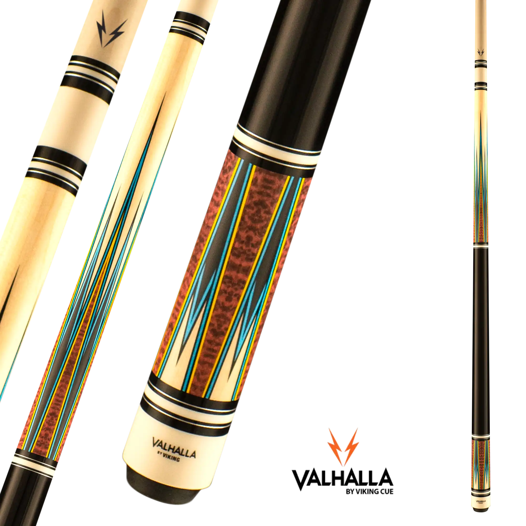 BAGUETTE DE BILLARD VIKING VALHALLA VA931 BLEU JAUNE ET BRUN SANS WRAP 13MM 19OZ