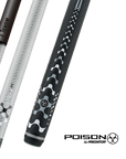 POISON VX BREAK/JUMP CUE WITH VENOM CARBON FIBER SHAFT - GREY/BLACK - TRI-COLOR GTX PATTERN WRAP 13MM 19OZ