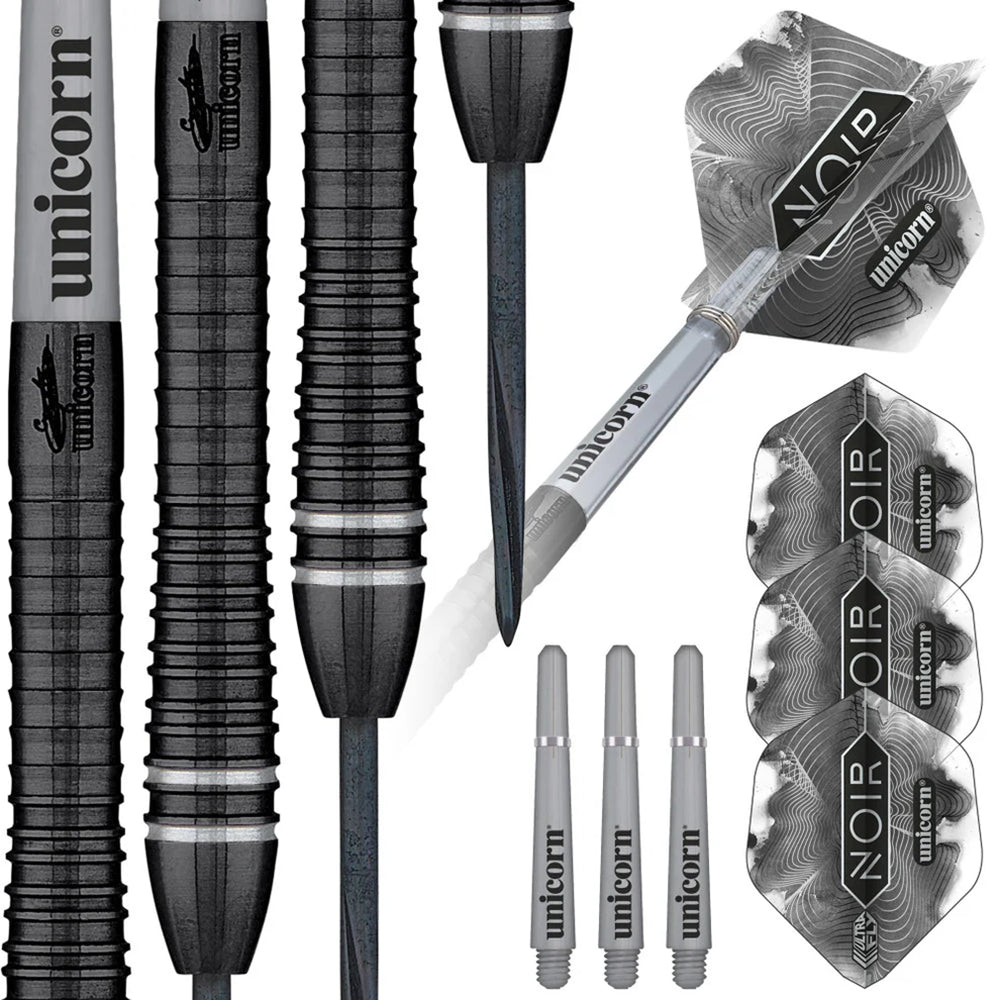 ENSEMBLE DE FLÉCHETTES UNICORN GARY ANDERSON PHASE 6 BLACK POINTE ACIER TUNGSTÈNE 90 % 23G
