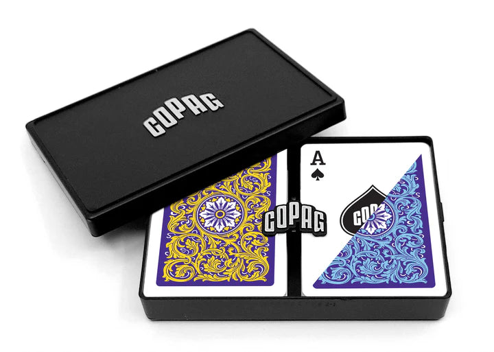 COPAG JEU DE CARTES POKER EN PLASTIQUE NEOTERIC - DOUBLE ENSEMBLE 1546 REGULAR VIOLET ET BLEU ET JAUNE