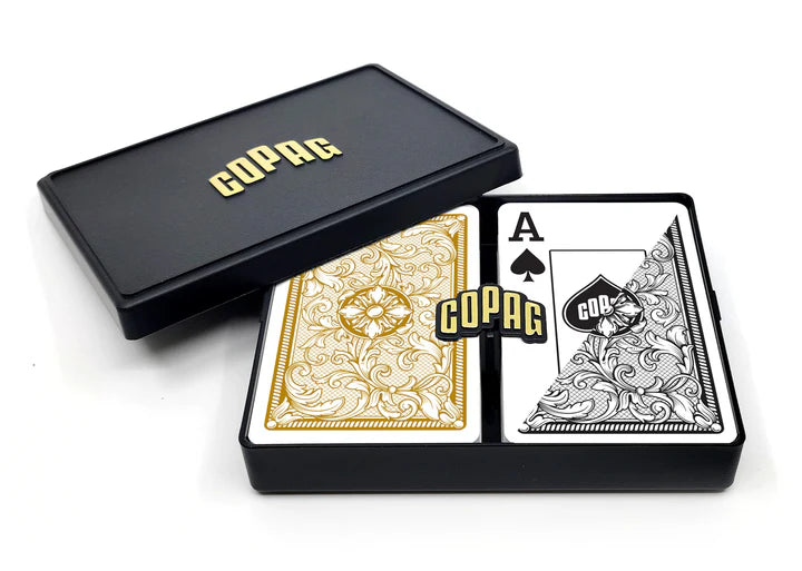 COPAG JEU DE CARTES BRIDGE EN PLASTIQUE MODÈLE LEGACY JUMBO NOIR ET OR