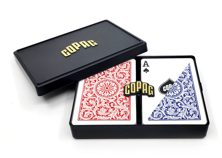 COPAG JEU DE CARTES BRIDGE EN PLASTIQUE MODÈLE 1546 REGULAR ROUGE ET BLEU