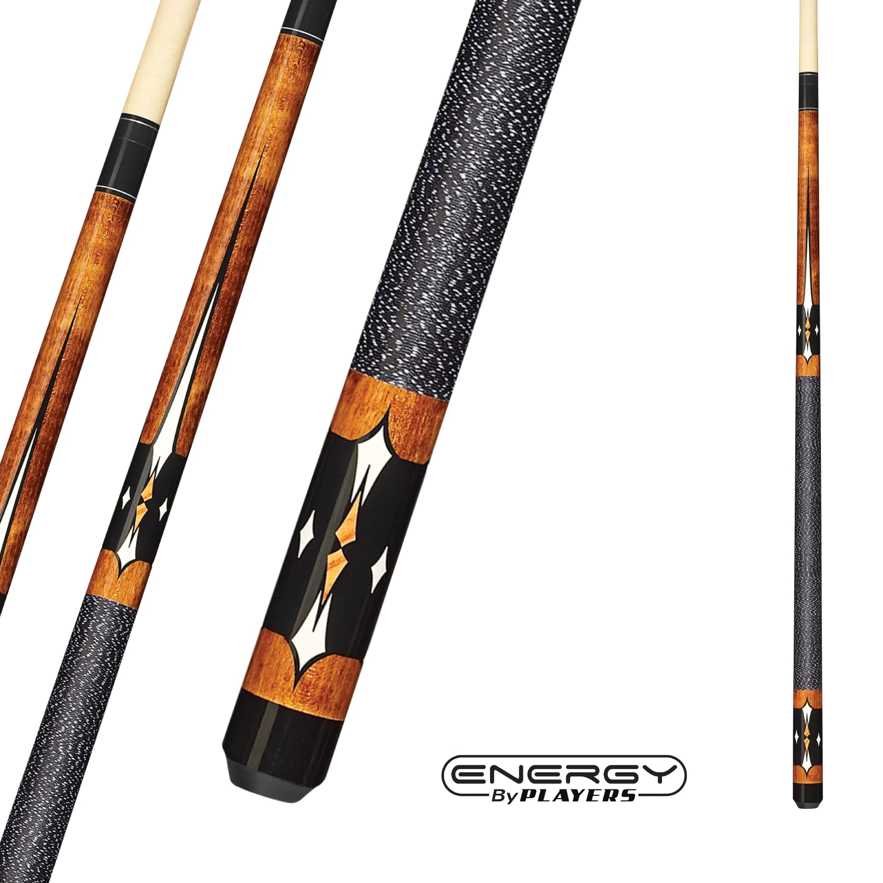 BAGUETTE DE BILLARD ENERGY PAR PLAYERS NOIRE ET ÉRABLE 13MM 19OZ AVEC WRAP