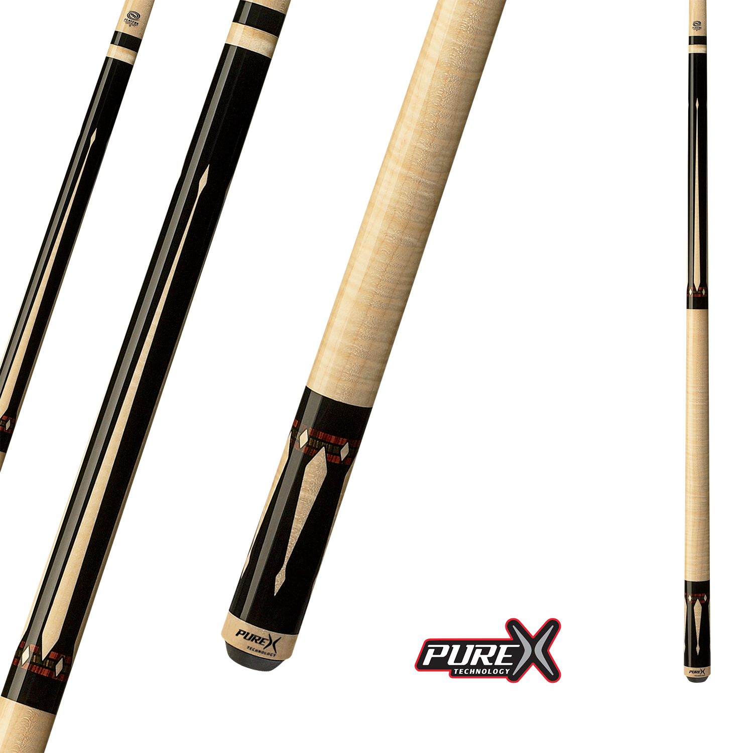 BAGUETTE DE BILLARD PURE X ÉRABLE BOUCLÉ NATUREL NOIR ET COCOBOLO 13MM 19OZ