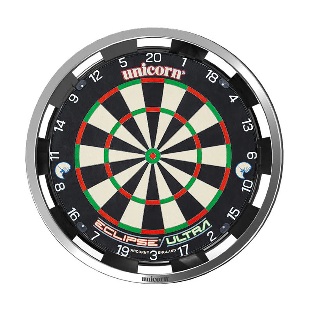 CIBLE DE FLÉCHETTES UNICORN SOLAR FLARE PRO ENTOURAGE LUMINEUX INTÉGRÉ 360°