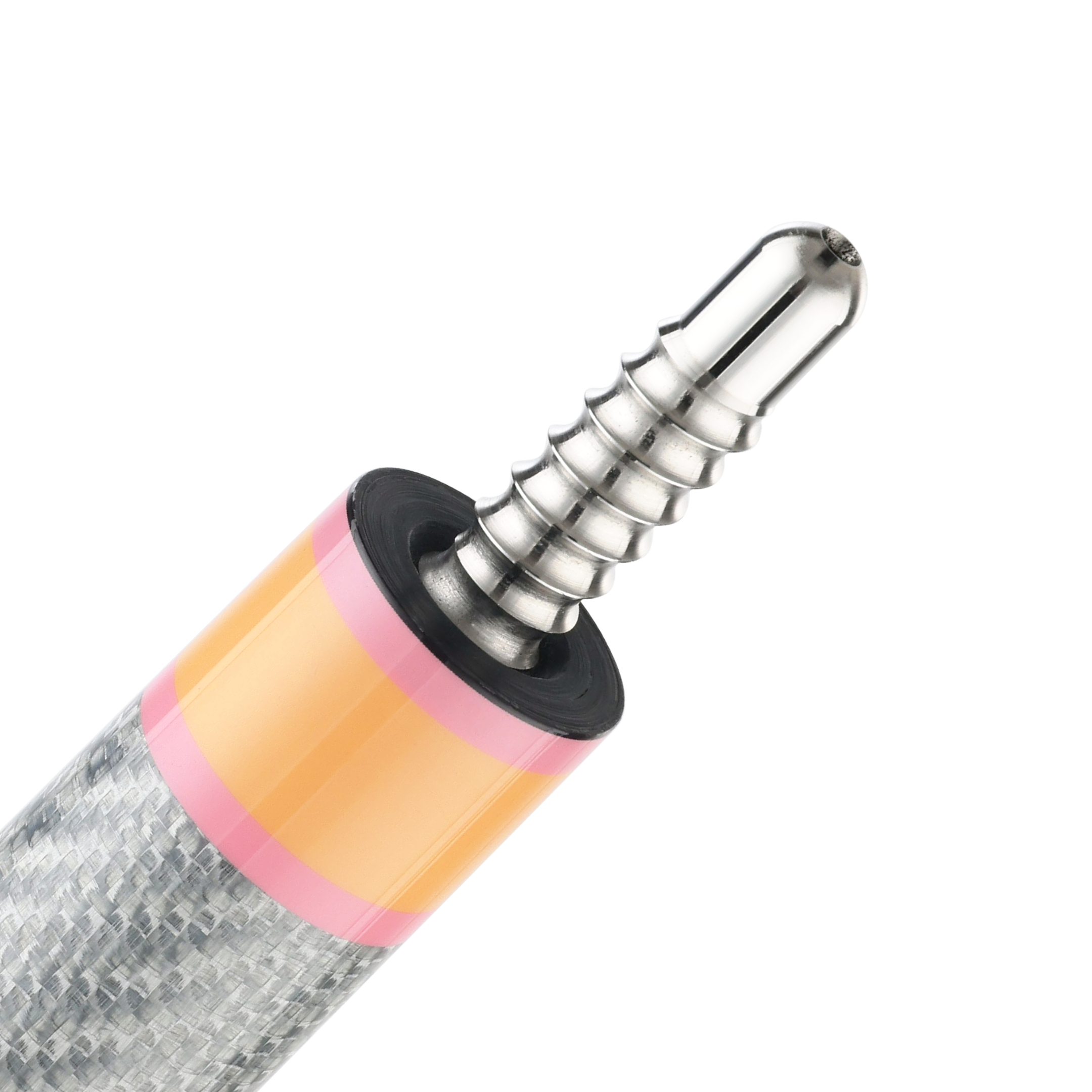 POISON CANDY SUGAR POOL CUE WITH CARBON FIBER SHAFT - PEACH/PINK - NO WRAP 12.4MM 19OZ
