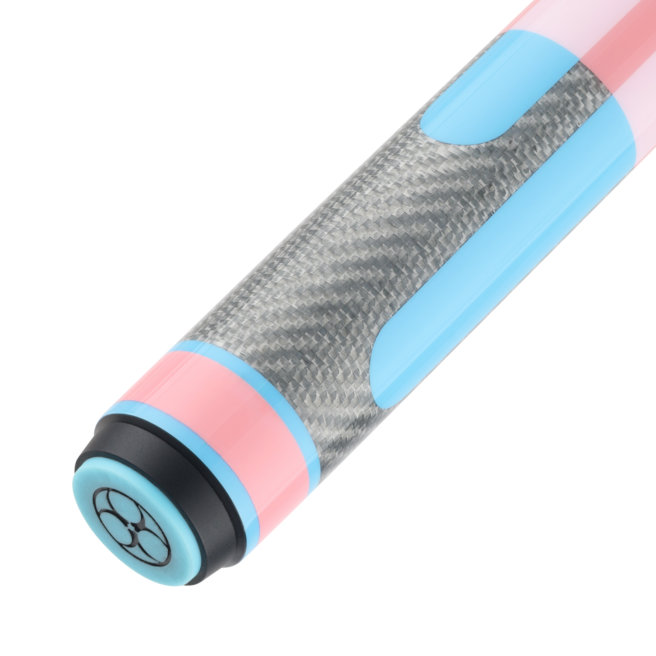 POISON CANDY SUGAR POOL CUE WITH CARBON FIBER SHAFT - PINK/LIGHT BLUE - NO WRAP 12.4MM 19OZ
