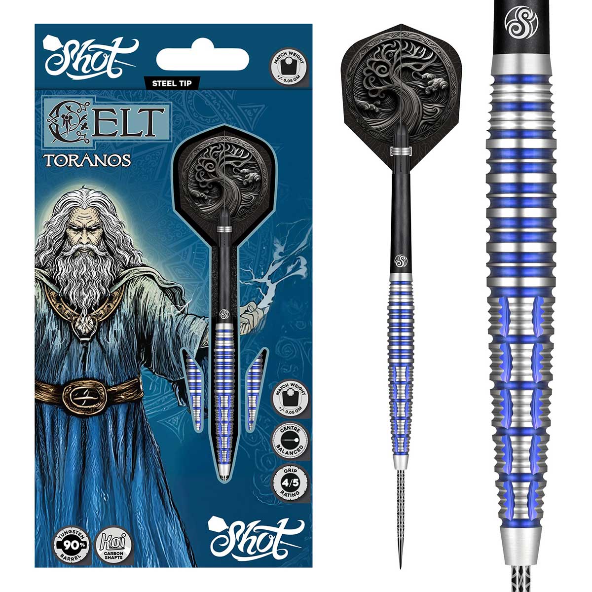 SHOT CELT TORANOS STEEL TIP DART SET - 90% TUNGSTEN DART BARRELS