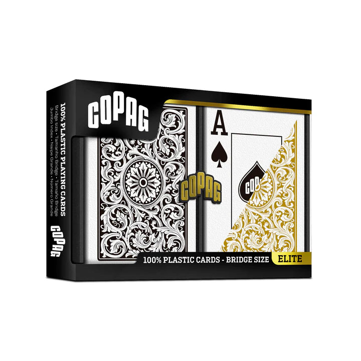 JEU DE CARTES BRIDGE EN PLASTIQUE COPAG MODÈLE 1546 JUMBO NOIR ET OR