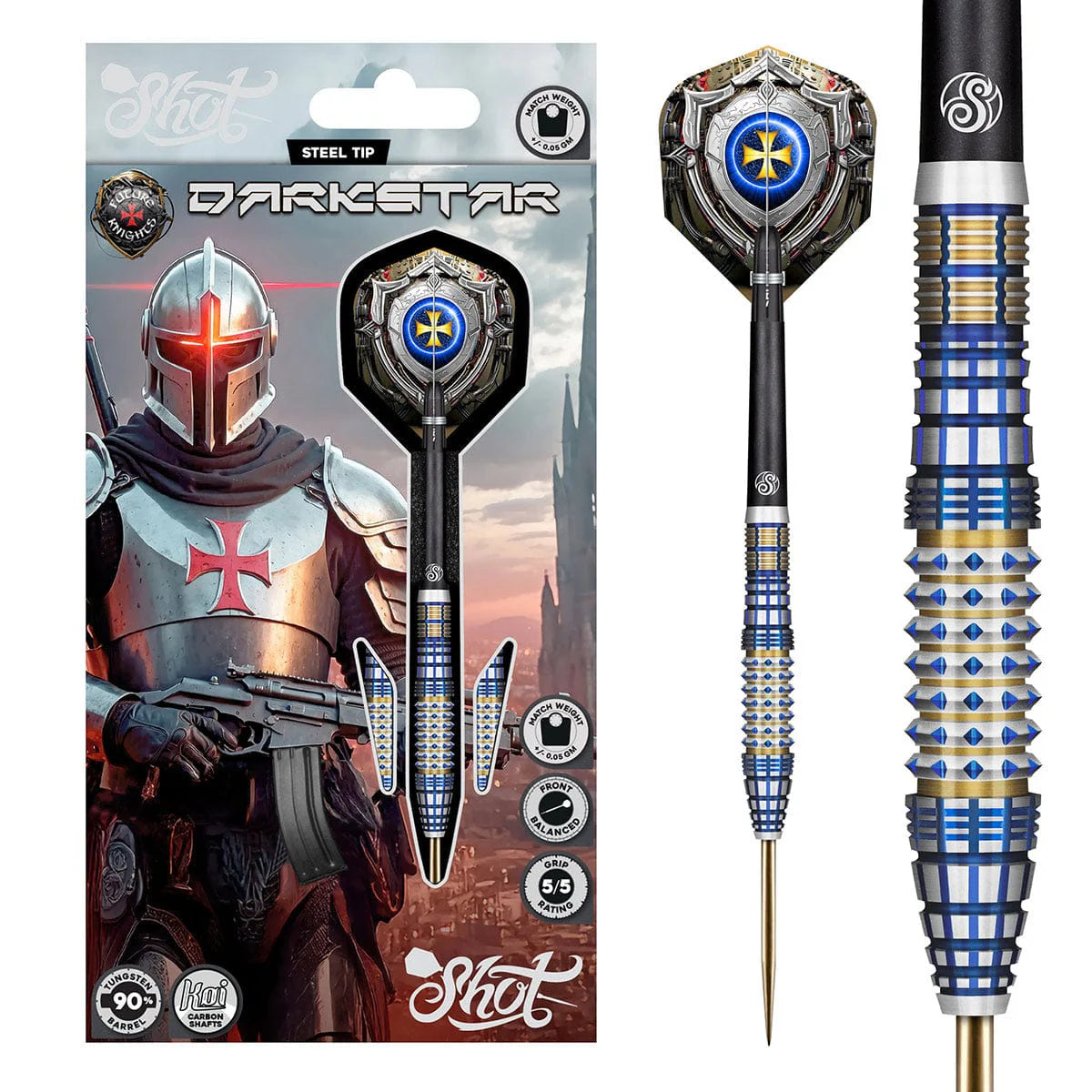 FLÉCHETTES SHOT FUTURE KNIGHTS DARKSTAR POINTE D'ACIER - BARREAUX EN TUNGSTÈNE À 90%