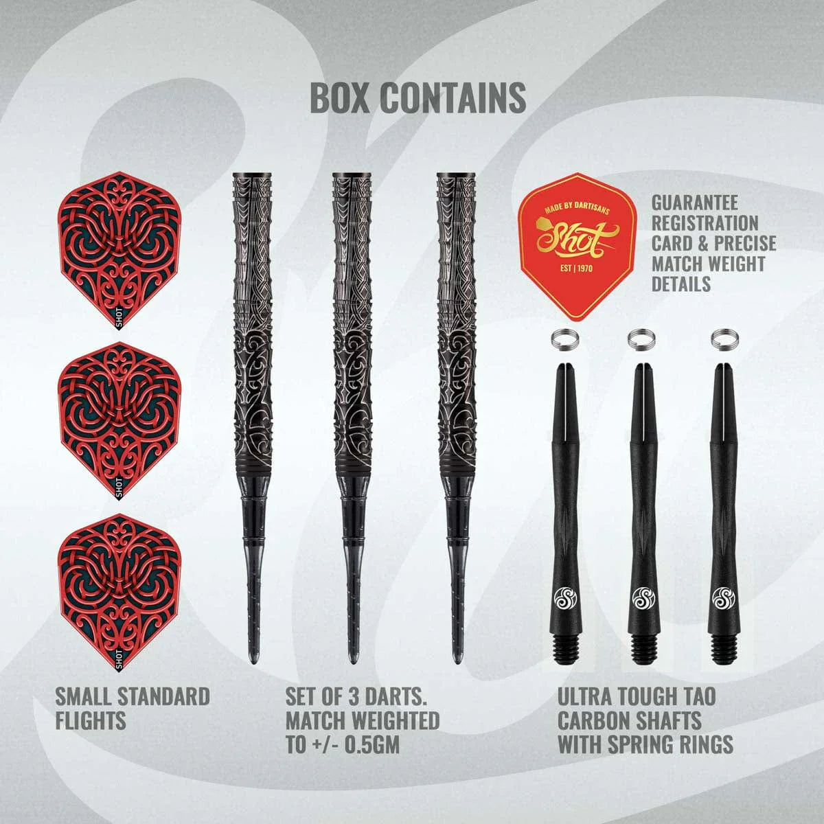 SHOT WARRIOR KAPENE SOFT TIP DART SET - 90% TUNGSTEN BARRELS