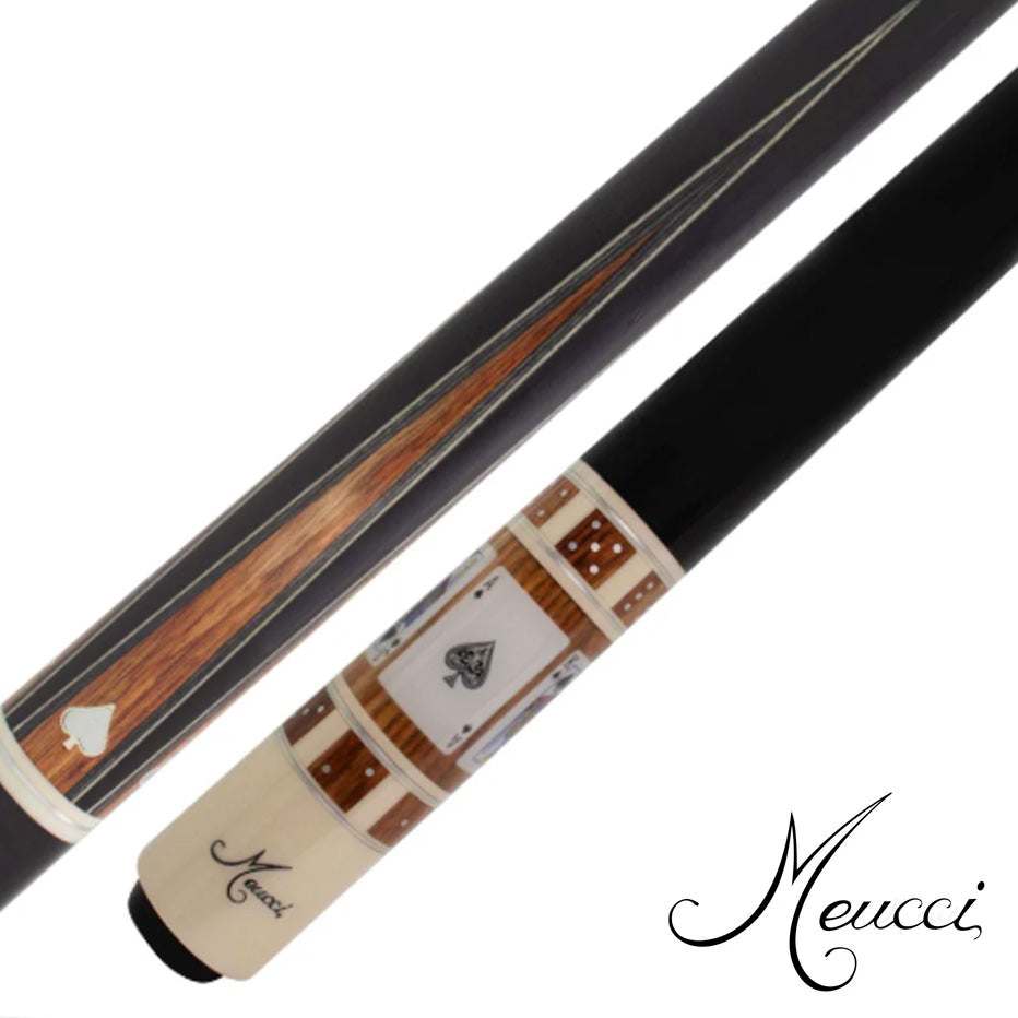 MEUCCI POOL CUE GAMBLER 3 WITH SPADES BLACK WRAP 12.5MM 19OZ