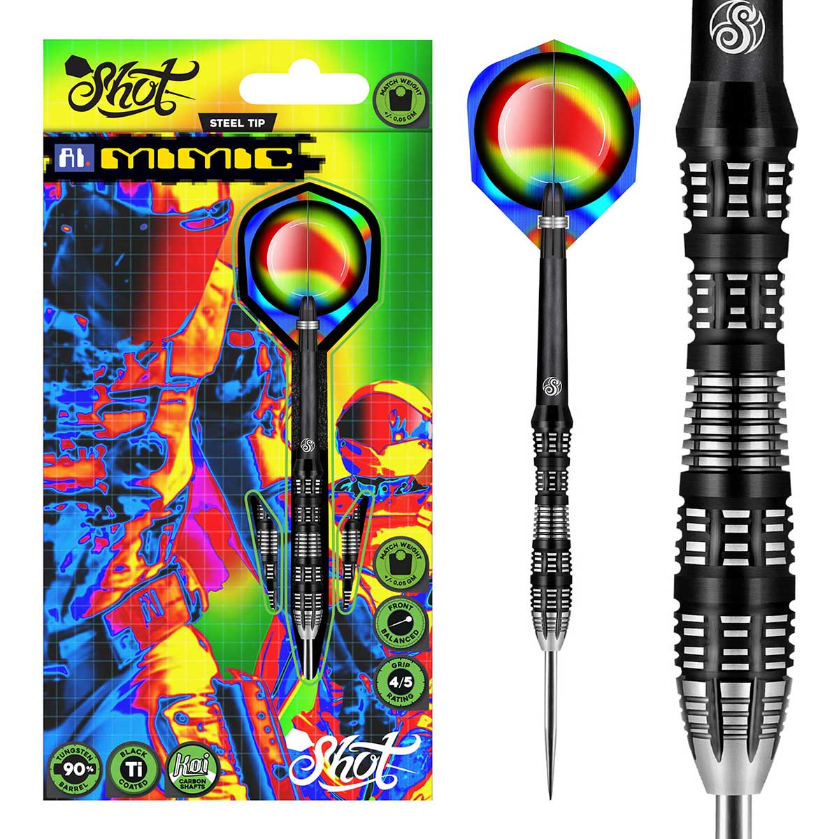 SHOT AI MIMIC STEEL TIP DART SET - 90% TUNGSTEN BARRELS