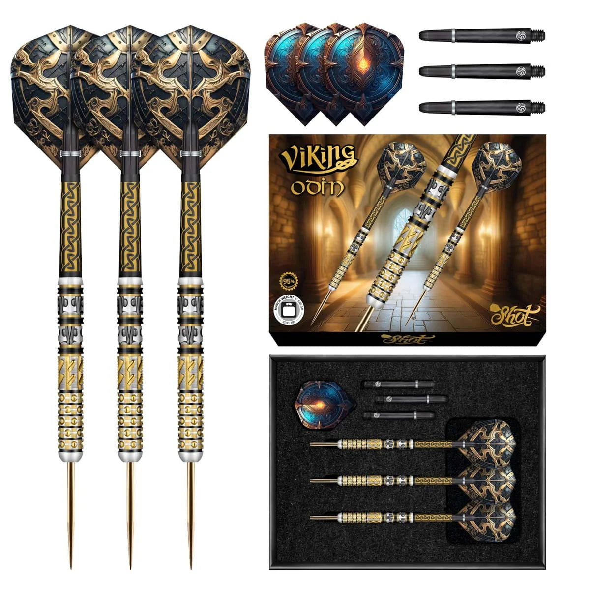 FLÉCHETTES SHOT VIKING ODIN POINTE D'ACIER - BARREAUX EN TUNGSTÈNE À 95%