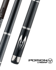 POISON MAELITH POOL CUE WITH CARBON FIBER SHAFT - BLACK/BLACK - NO WRAP 12.4MM 19OZ