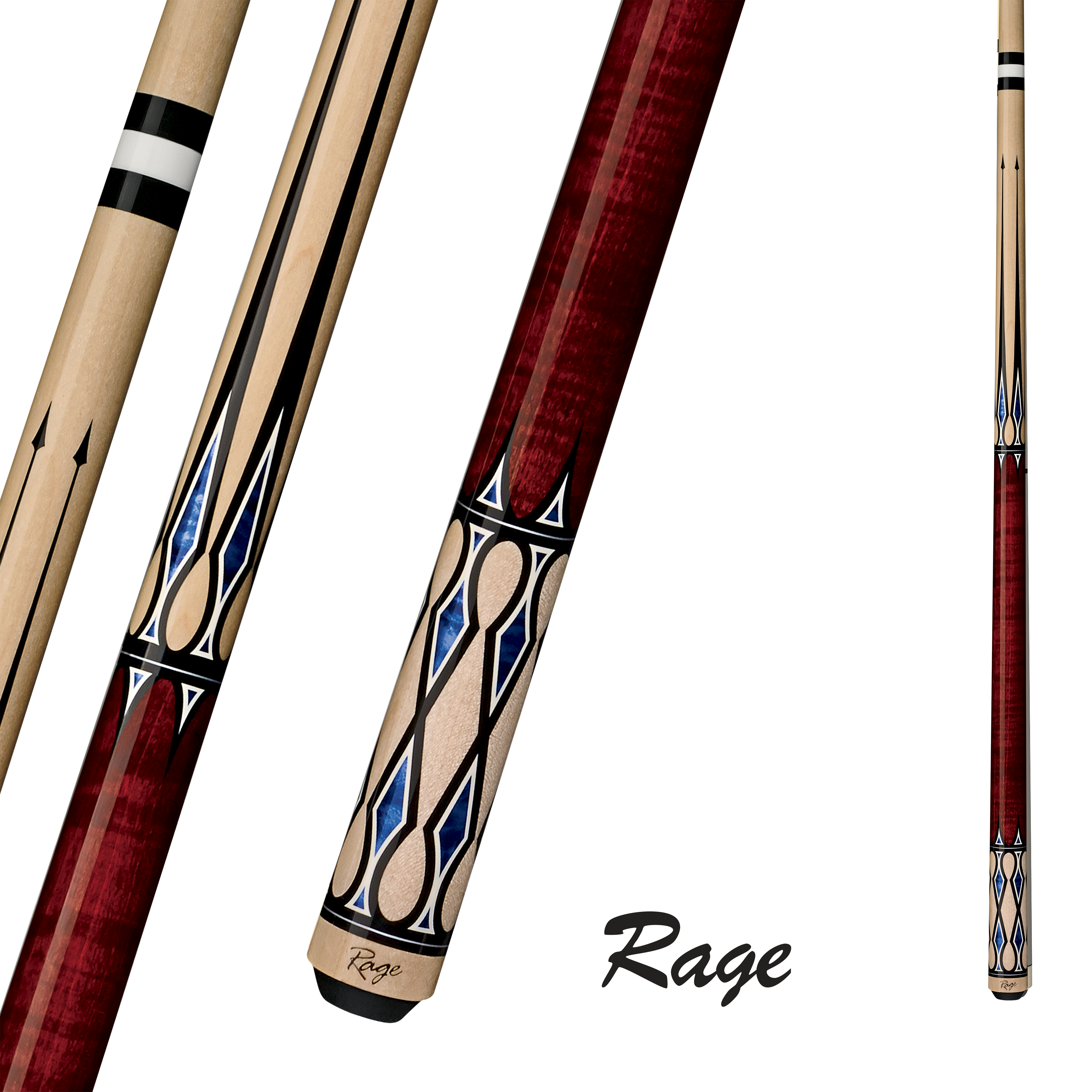 BAGUETTE DE BILLARD RAGE OH ROMEO RG202 BEIGE ET BLEUE SANS GRIP 13MM 19OZ