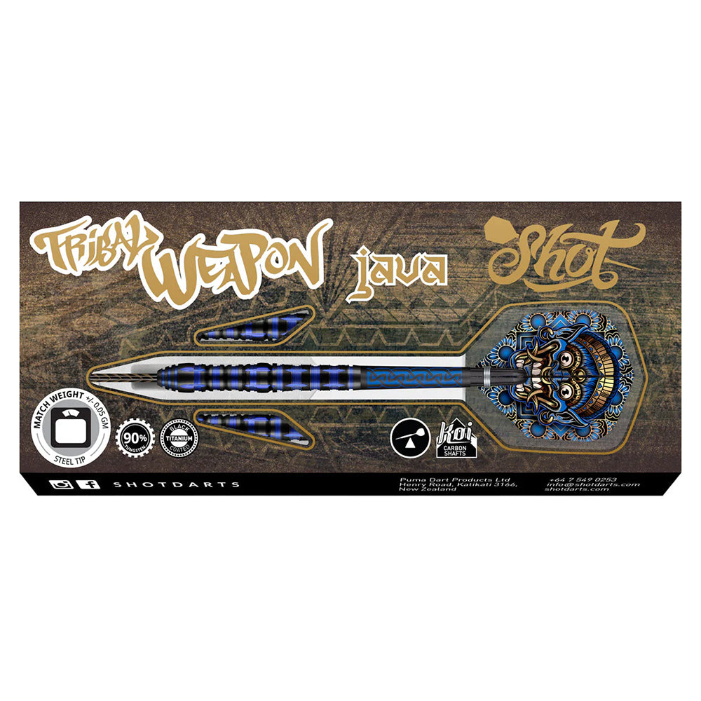 SHOT TRIBAL WEAPON JAVA STEEL TIP DARTS SET 90% TUNGSTEN 23G