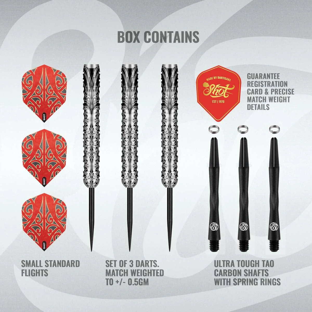 FLÉCHETTES SHOT WARRIOR TAIAHA POINTE D'ACIER - BARREAUX EN TUNGSTÈNE À 90%