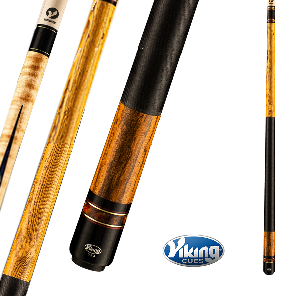 BAGUETTE DE BILLARD VIKING B3391 NOIRE ET BOIS GRIP EN LIN 13MM 19OZ