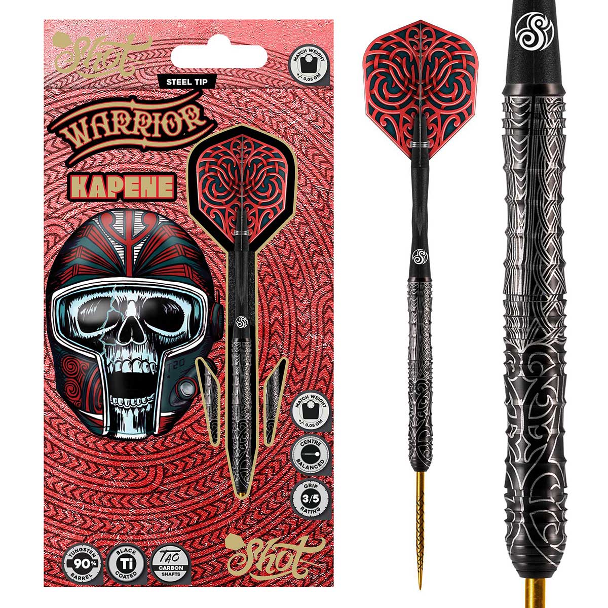FLÉCHETTES SHOT WARRIOR KAPENE POINTE D'ACIER - BARREAUX EN TUNGSTÈNE À 90%