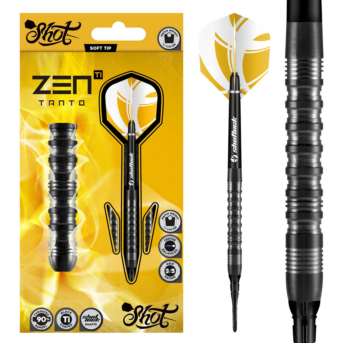 FLÉCHETTES SHOT ZEN TANTO POINTE SOUPLE - BARREAUX EN TUNGSTÈNE À 90%