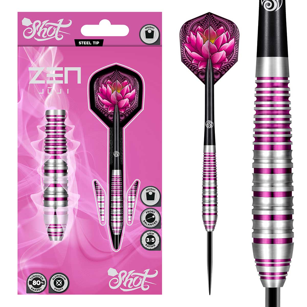 FLÉCHETTES SHOT ZEN JUJI POINTE D'ACIER - BARREAUX EN TUNGSTÈNE À 80%