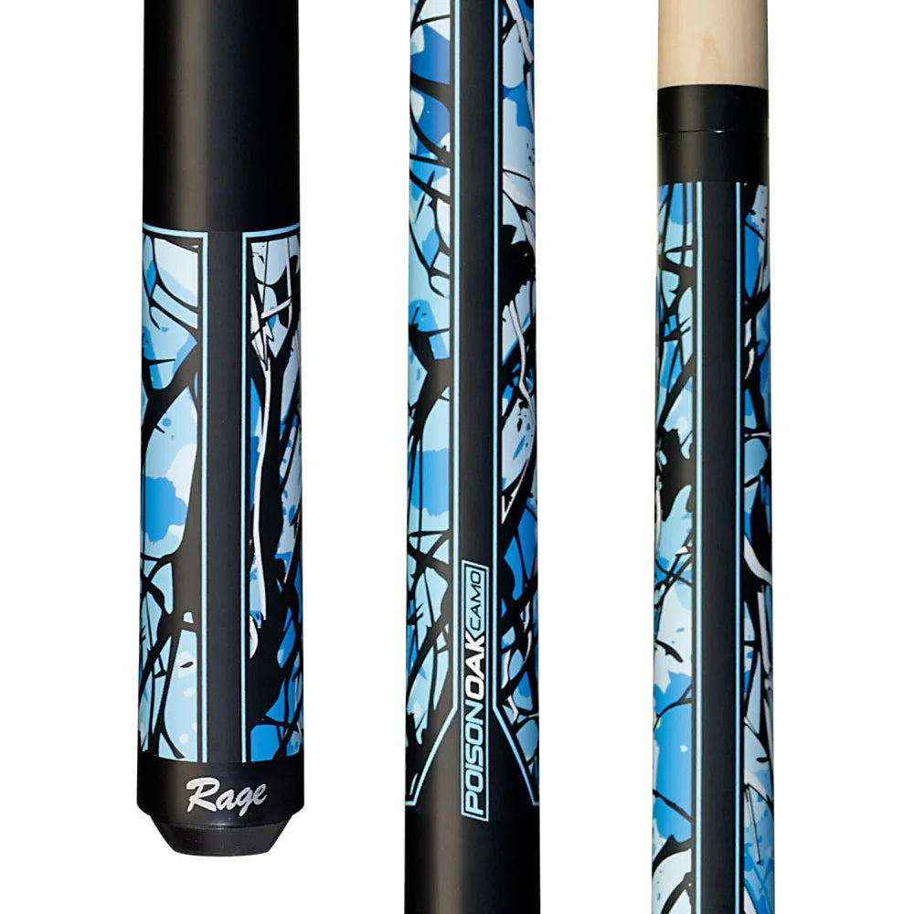 RAGE POOL CUE MATTE BLUE POISON OAK CAMO 13MM 19OZ