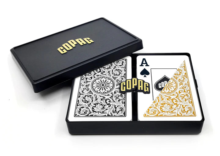 JEU DE CARTES BRIDGE EN PLASTIQUE COPAG MODÈLE 1546 JUMBO NOIR ET OR