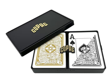 COPAG LAGACY PLASTIQUE POKER DECKS CARDS JUMBO BLACK AND GOLD