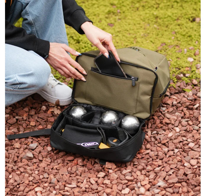 BOCCE BACKPACK OBUT UP TO 6 BALLS BLACK AND KAKI